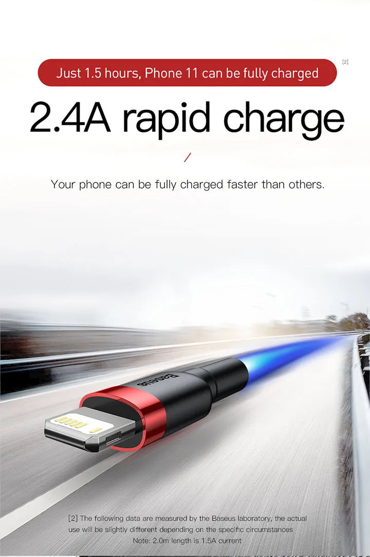 Baseus USB Cable for iPhone 12 11 Pro Max 8 X XR Fast Charge for iPhone Cable USB Data Sync Cable Phone Charger Cable Wire Cord