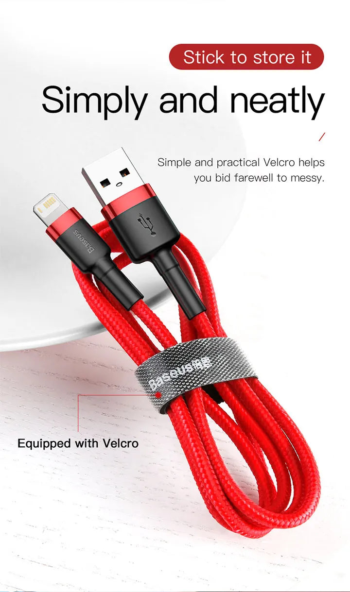 Baseus USB Cable for iPhone 12 11 Pro Max 8 X XR Fast Charge for iPhone Cable USB Data Sync Cable Phone Charger Cable Wire Cord