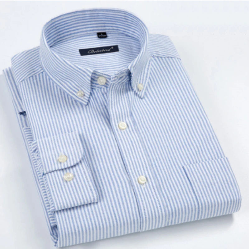 New Arrival Men's Long Sleeve Plaid\Stirped Shirt Mens Dress Shirts Brand Casual Fashion Business Style Shirts 100% Cotton