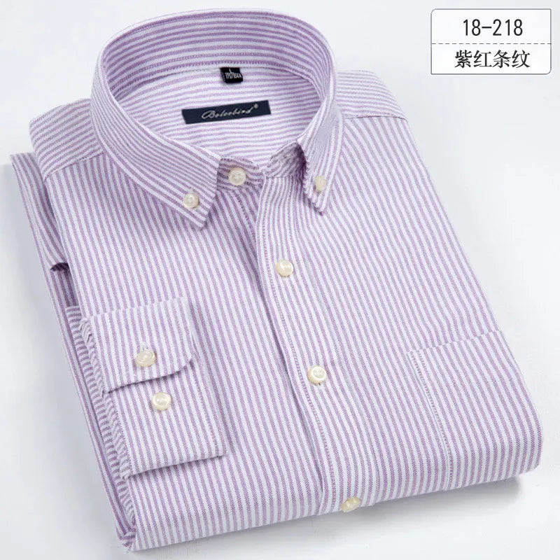 New Arrival Men's Long Sleeve Plaid\Stirped Shirt Mens Dress Shirts Brand Casual Fashion Business Style Shirts 100% Cotton