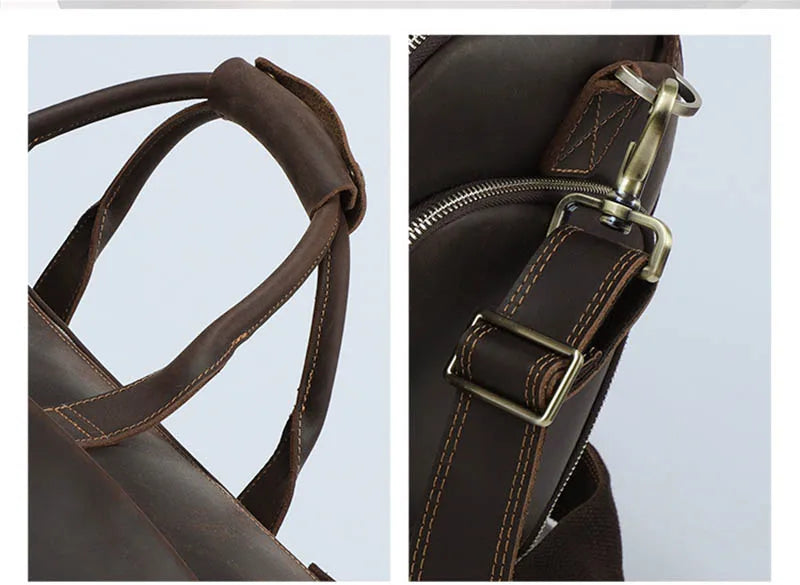 Crazy Horse Leather Folding Suit Bag Man Business Travel Bag With Shoe Pocket Clothes Cover Luggage Duffel Bag Man Bag For Suits