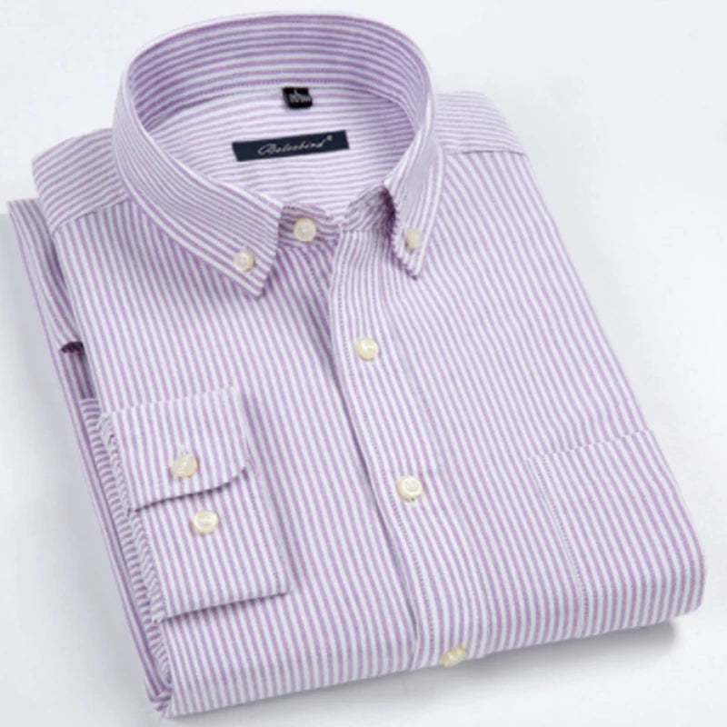 New Arrival Men's Long Sleeve Plaid\Stirped Shirt Mens Dress Shirts Brand Casual Fashion Business Style Shirts 100% Cotton