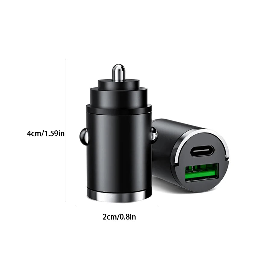 Hidden Mini Car Charger Pull Ring USB+TYPE C Fast Charger Is Suitable For a Variety Of Mobile Phone Devices