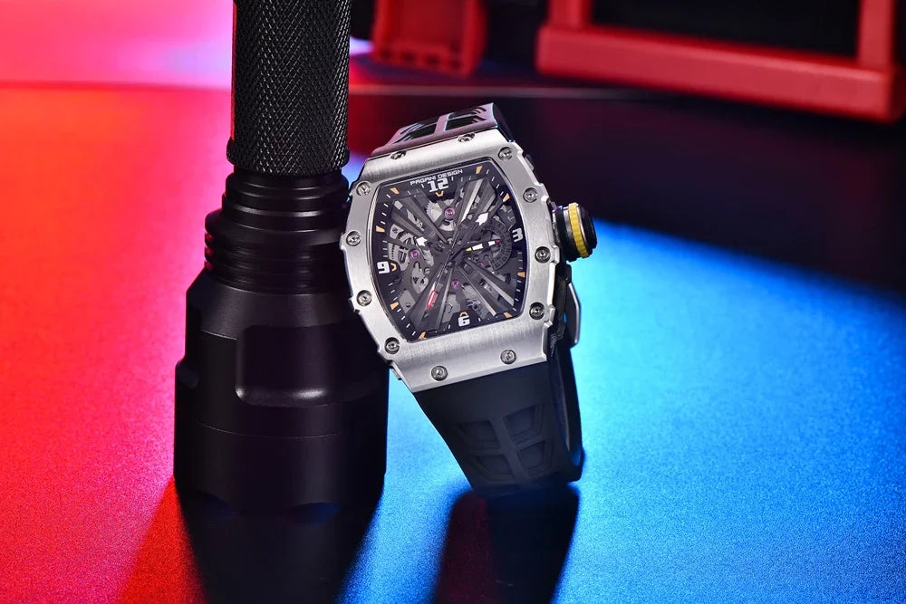 PAGANI DESIGN 2024 Luxury Mens Quartz Watches Barrel Shape Waterproof Wrist Watch For Men VH65 Silicone Luminous Sapphire Mirror