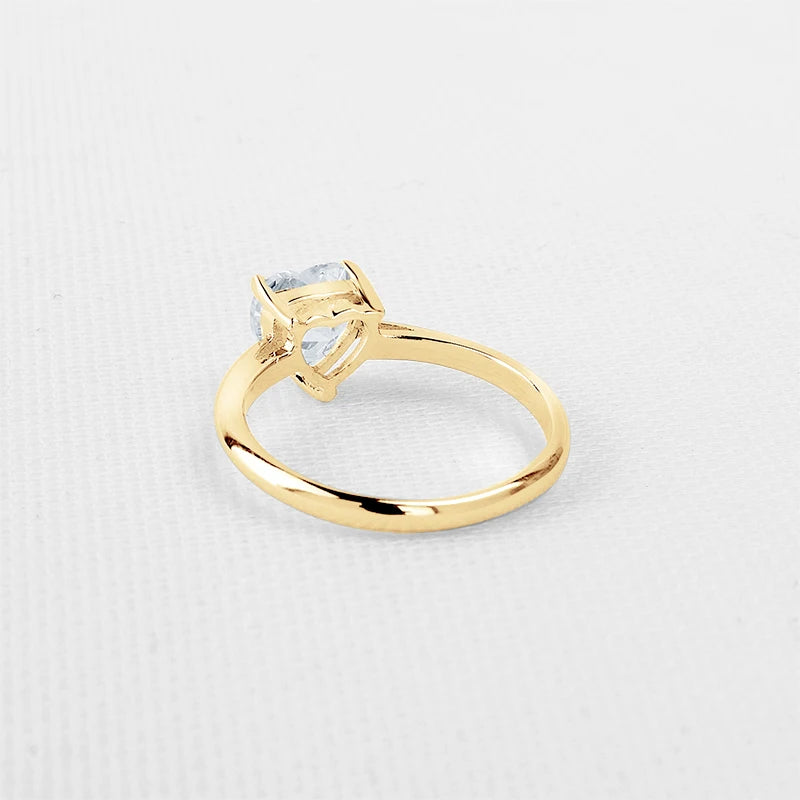 Lnngy 2024 Trend 10K Pure Gold Solitaire Rings Exquisite 7*7mm Heart Shaped Moissanite Rings For Couples Wedding Jewelry Gift