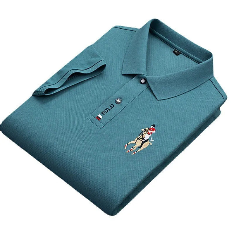 Brand Embroidered Men's Pure Cotton Popsicle Cotton Short Sleeved Polo Shirt Summer New Business Casual Breathable Men's Top 4xl