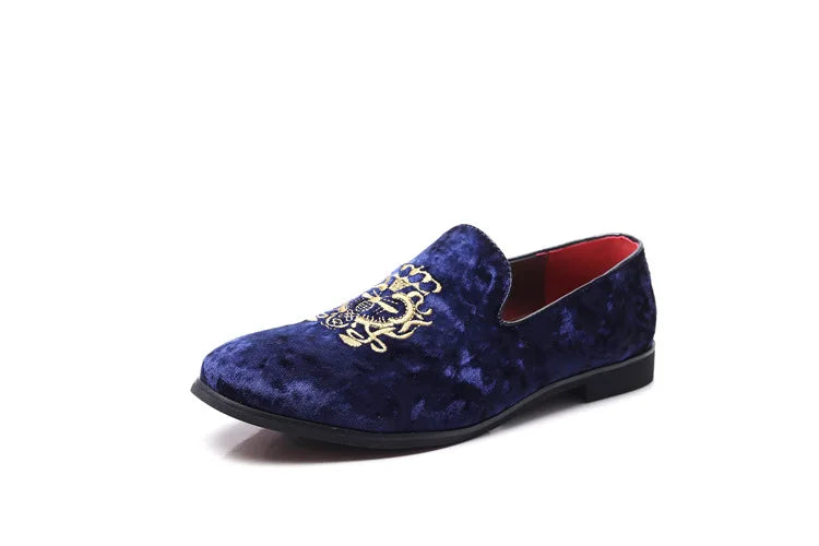 Luxury Suede Leather Shoes Men Big Size Wedding Dress Shoes designer Embroidery Loafers High Quality Oxford Men Flat Party Shoes