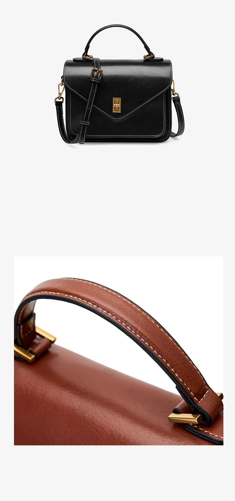 Genuine Leather Women luxury bag high quality Simple vintage Fashion Postman handbags ladies 2025 shoulder green small bag