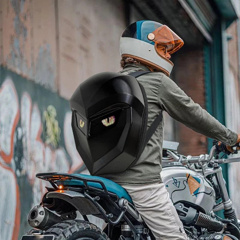 LED Backpack For Men Extended Motorcycle Cycling Bluetooth DIY Helmet Backpack for woman Business Travel Hiking Laptop Backpack