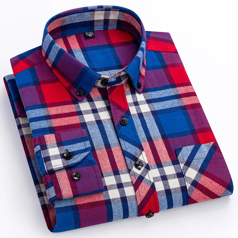 plus size 8XL100%cotton sanding long-sleeve shirts for men slim fit casual plain shirt soft palid tops designer elegant clothes