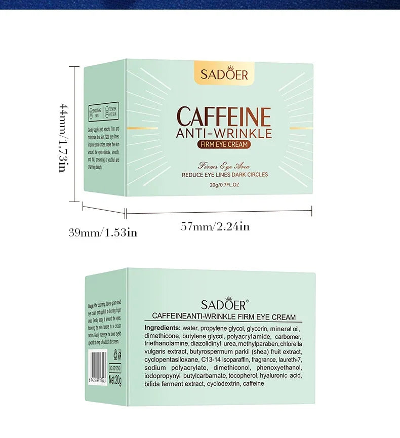 SADOER Caffeine Eye Cream Anti Dark Circles Eyes Bags Remover Firming Moisturizing Eye Creams Beauty Eyes Skin Care Products