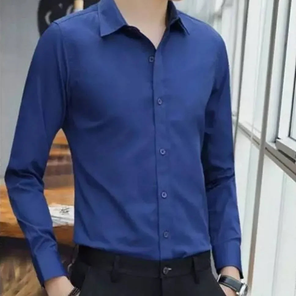 Trendy Long Sleeve White Shirt For Men Autumn Fashion Slimming Business Casual Korean Style Professional Attire