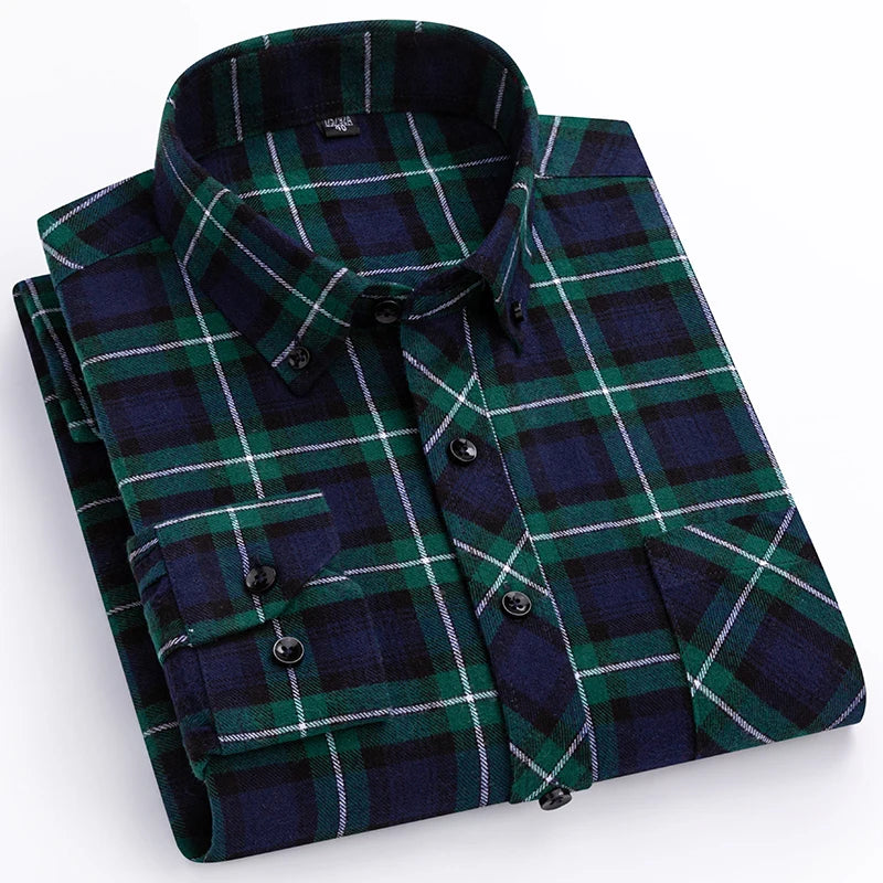 plus size 8XL100%cotton sanding long-sleeve shirts for men slim fit casual plain shirt soft palid tops designer elegant clothes