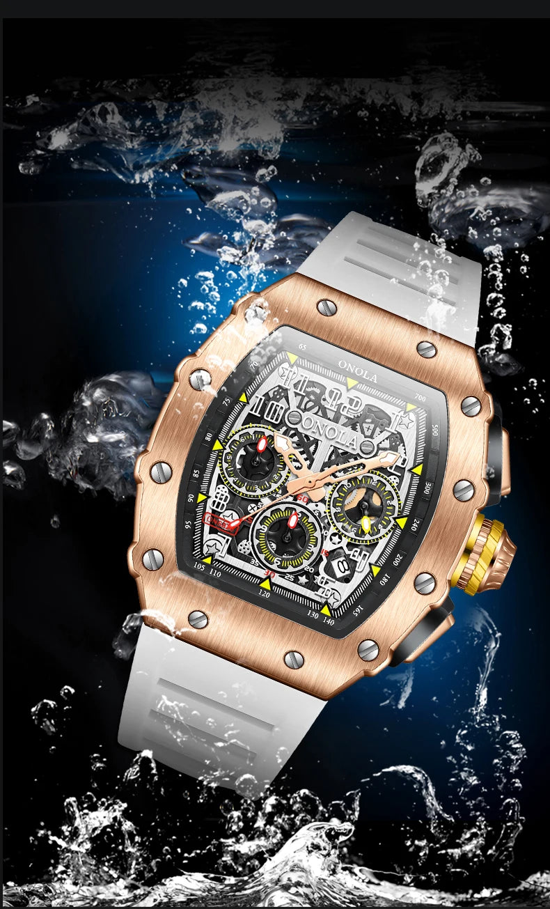Original Fashion Watch for Men Famous Brand Stainless Steel Tonneau Quartz Clock High Quality Waterproof Timer Relojes Hot Sale