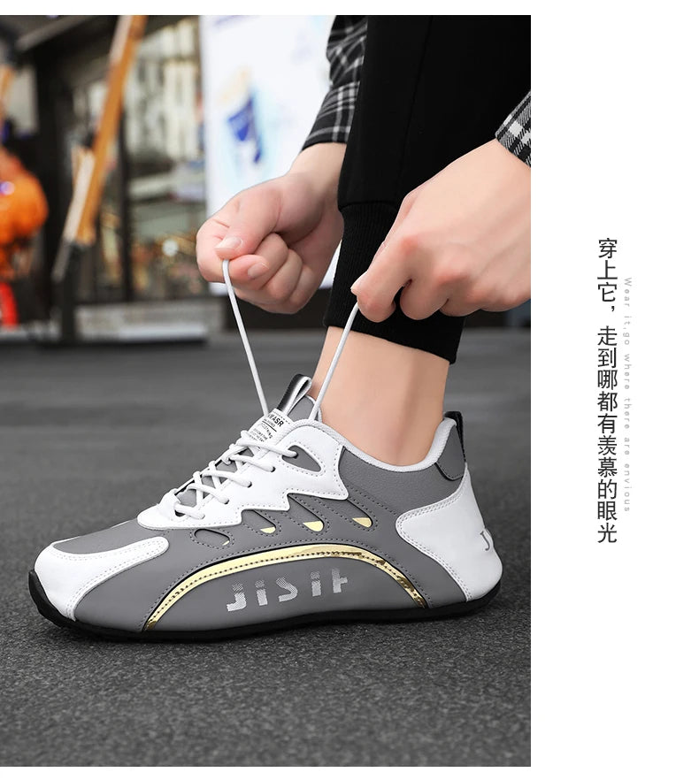 Luxury Men's Sneakers High Quality Leather Casual Shoes for Men Fashion All-match Sport Shoes Platform Comfor Men Running Shoes