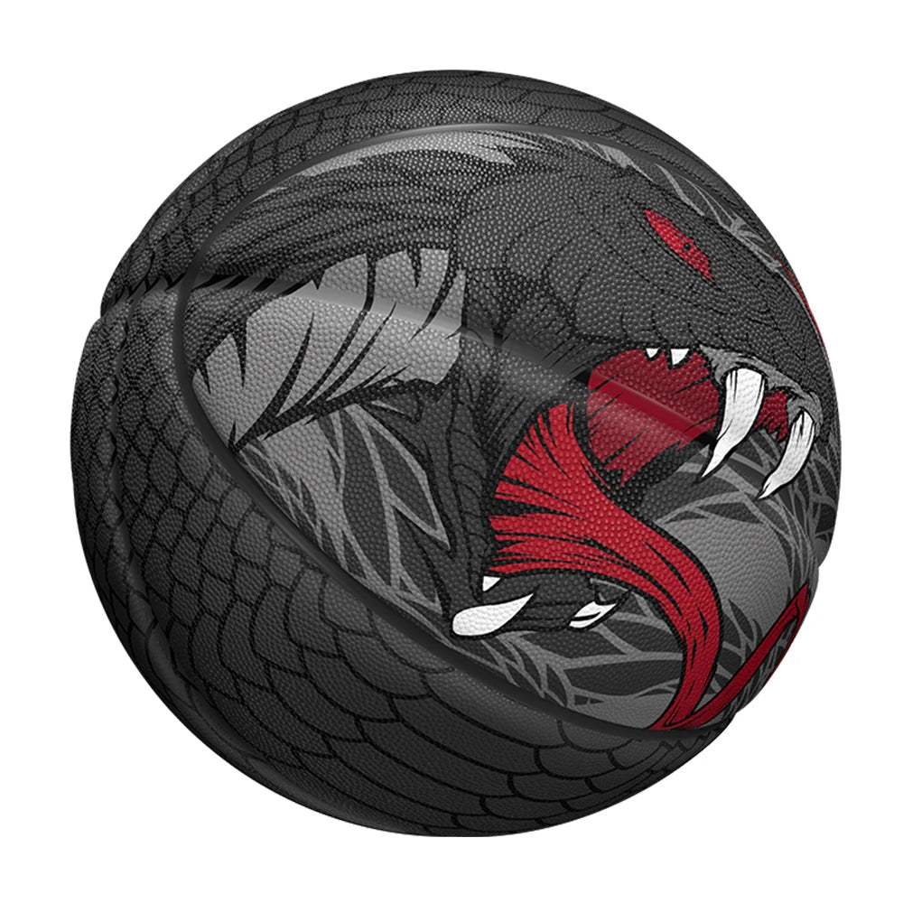 Black Basketball Size 7 Dendroaspis Polylepis Official Basketball with Pump Needle Net 3 Layers Outdoor Training Ball