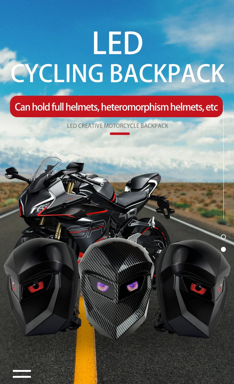 LED Backpack For Men Extended Motorcycle Cycling Bluetooth DIY Helmet Backpack for woman Business Travel Hiking Laptop Backpack