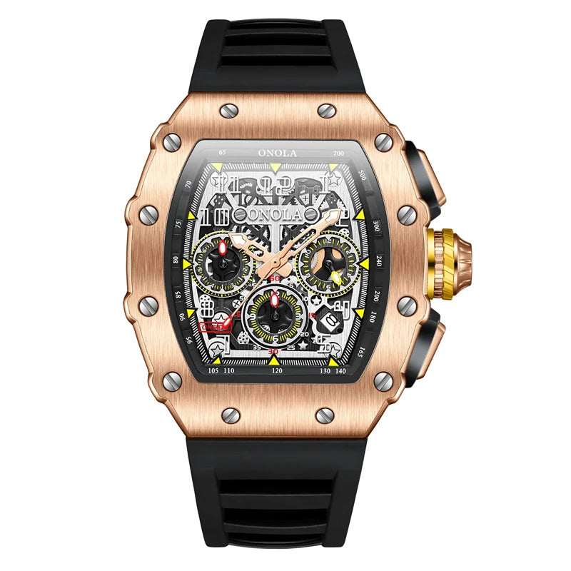 Original Fashion Watch for Men Famous Brand Stainless Steel Tonneau Quartz Clock High Quality Waterproof Timer Relojes Hot Sale