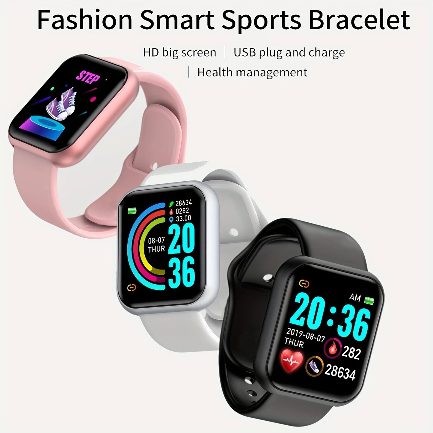 Smart Watches For Women Men Bluetooth Connect Phone Player Music Control Fitness Heart Rate Monitor Sport Bracelet Digital Y68