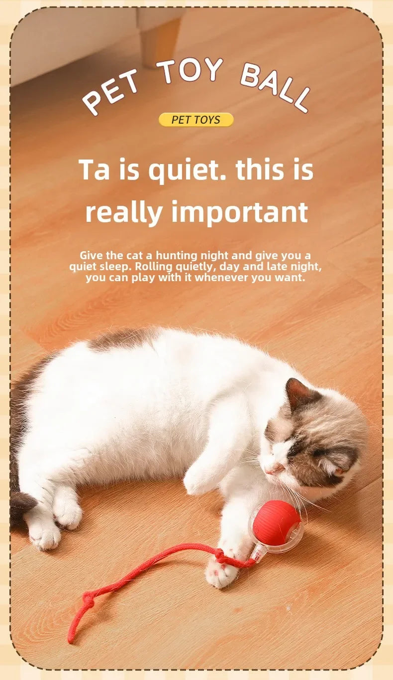 Interactive Dog Toys Rechargeable Pet Interactive Toys Electric Cats Ball Automatic Rolling Fake Tail Ball Dog Cats Toy