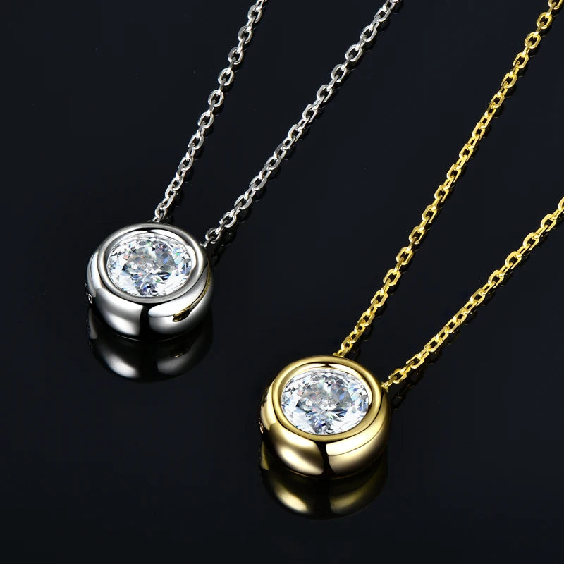 Classic 3.0cttw. D Round Moissanite Pendant Necklace Earrings Set for Women Couples Men s925 Silver Jewelry Sets GRA Certificate