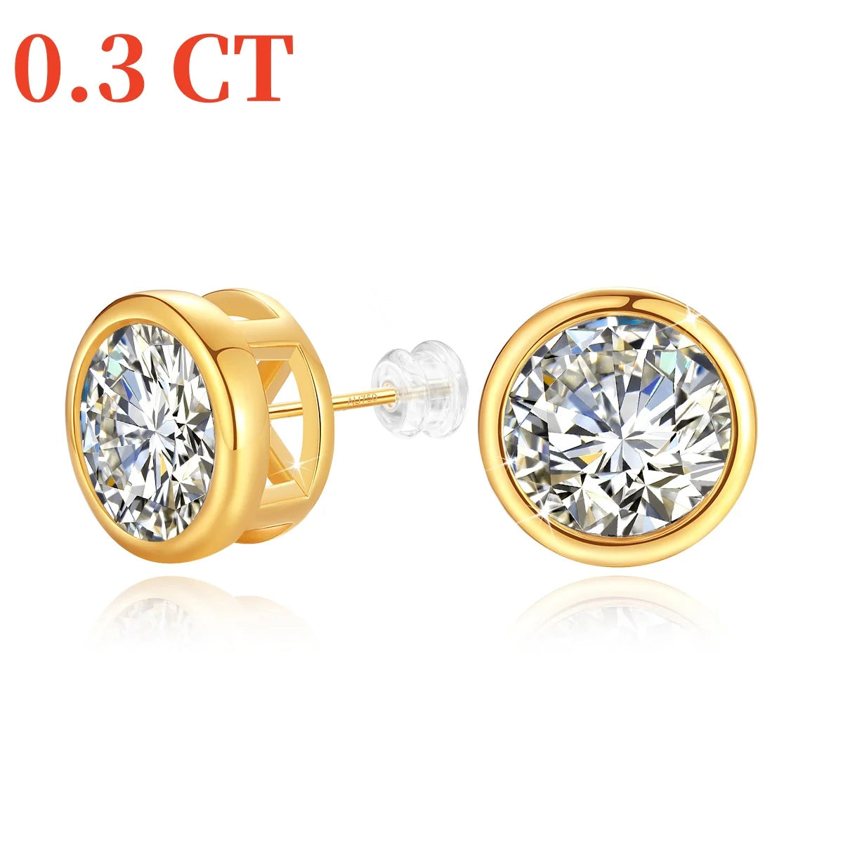 Genuine 18K Gold Moissanite Stud Earrings 2ct Diamond Earrings Classic Trendy for Women Wedding Gifts Fine Jewelry