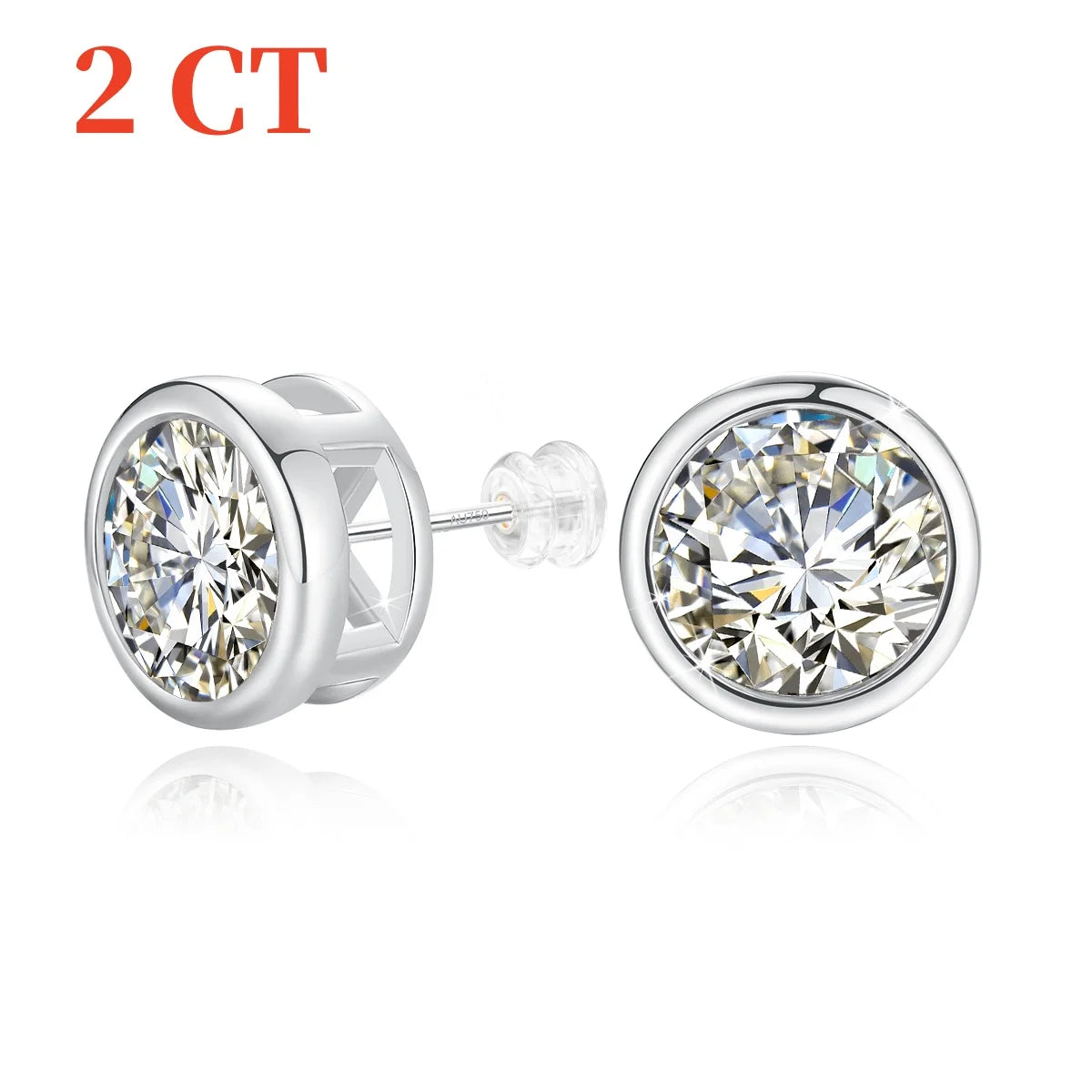 Genuine 18K Gold Moissanite Stud Earrings 2ct Diamond Earrings Classic Trendy for Women Wedding Gifts Fine Jewelry