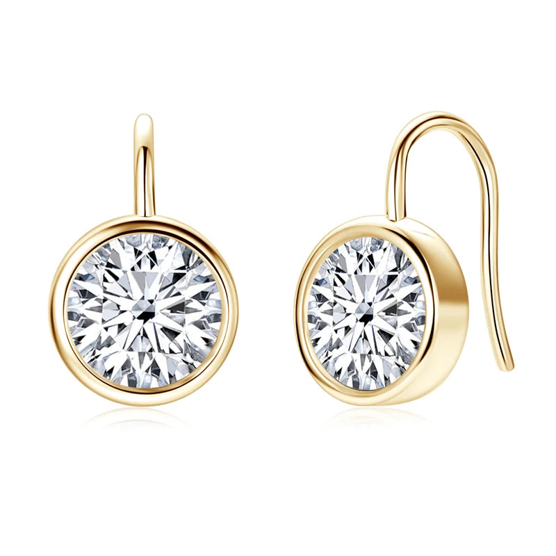 Lnngy Certified 925 Sterling Silver Stud Earring for Women Sparkling Round Cut 8MM 2CT Moissanite Earrings Fashion Jewelry Gift
