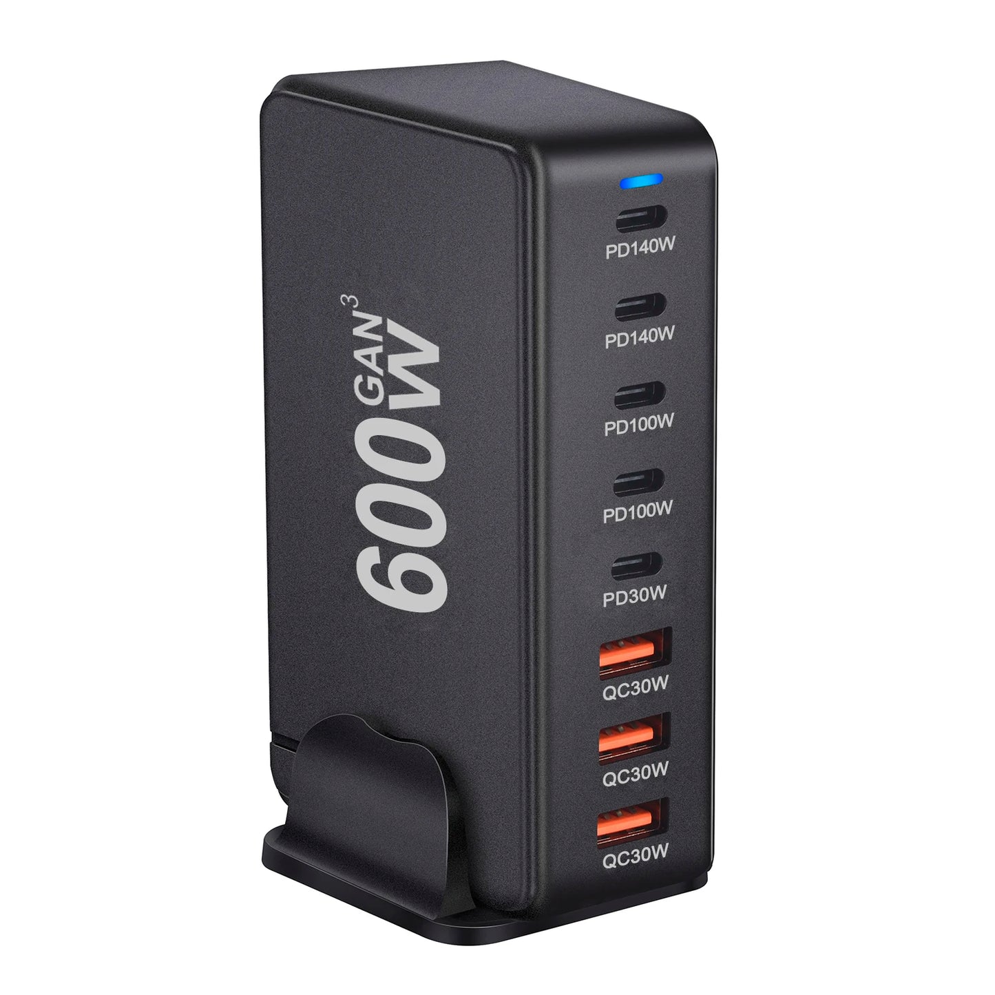 NEW 600W Gan Fast Charge 3.0 USB Type C Fast Charger Mobile 8-port 5C3A PD Charger Convenient To Carry Tablet Charger