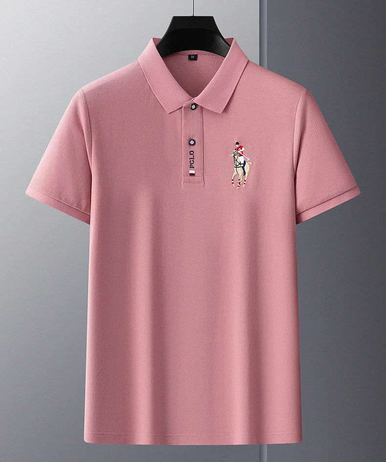 Brand Embroidered Men's Pure Cotton Popsicle Cotton Short Sleeved Polo Shirt Summer New Business Casual Breathable Men's Top 4xl