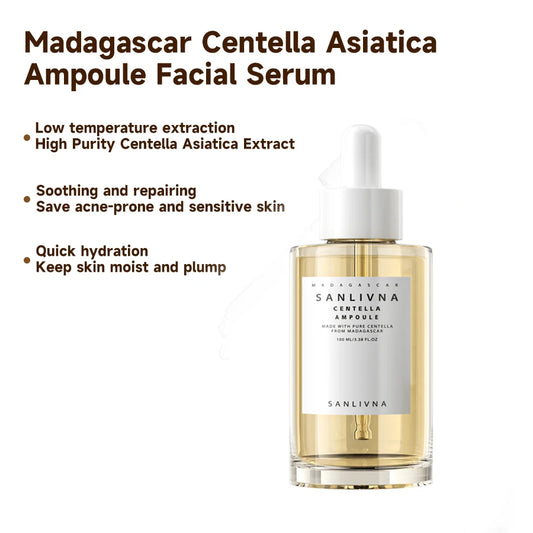 Madagascar Centella Asiatica Ampoule Facial Serum , Prone and Sensitive Skin Moisturizing Skin Firming Korean Glass Skin car