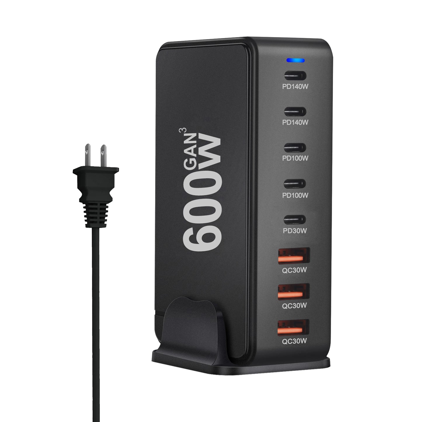 NEW 600W Gan Fast Charge 3.0 USB Type C Fast Charger Mobile 8-port 5C3A PD Charger Convenient To Carry Tablet Charger