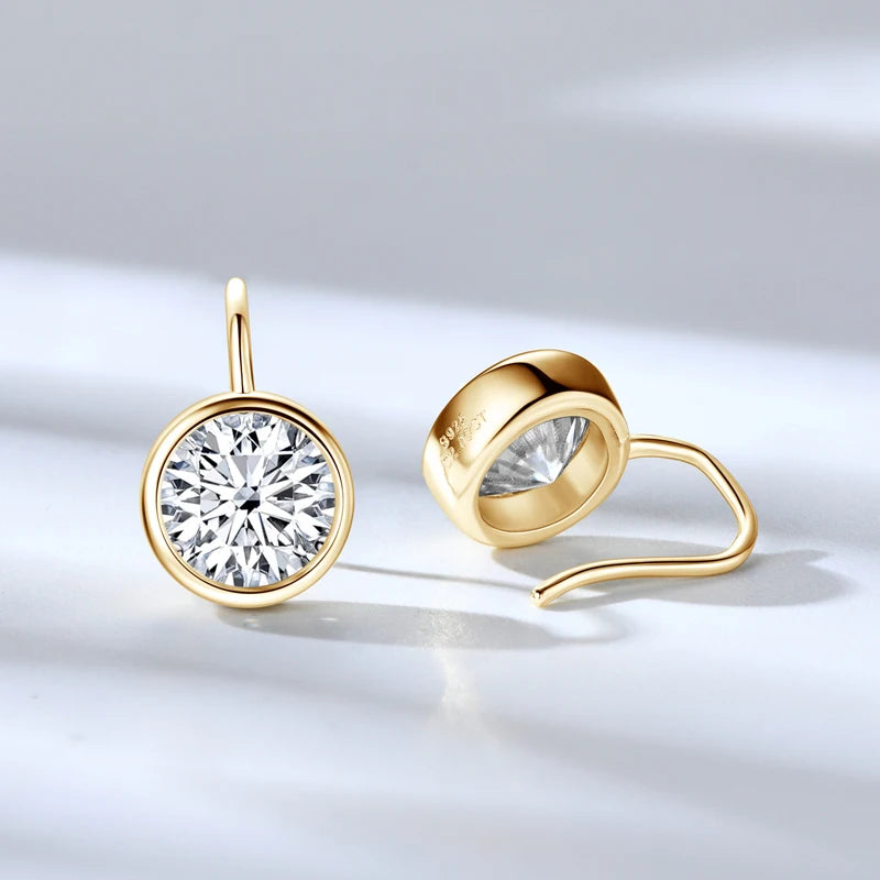 Lnngy Certified 925 Sterling Silver Stud Earring for Women Sparkling Round Cut 8MM 2CT Moissanite Earrings Fashion Jewelry Gift