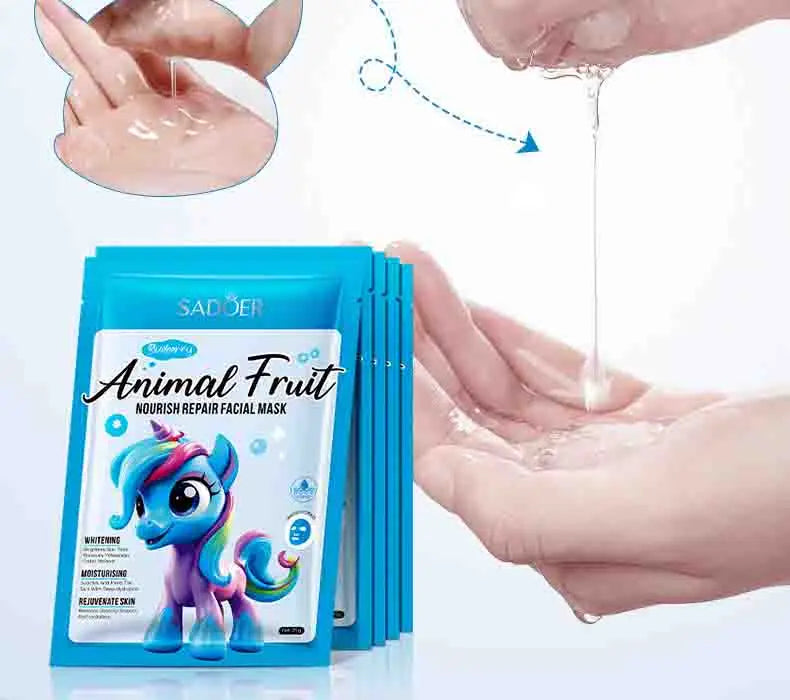 8pcs SADOER Blueberry Unicorn Fruits Face Mask Moisturizing Brightening Firming Hydrating Facial Masks for Face Skin Care
