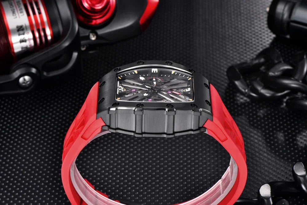 PAGANI DESIGN 2024 Luxury Mens Quartz Watches Barrel Shape Waterproof Wrist Watch For Men VH65 Silicone Luminous Sapphire Mirror