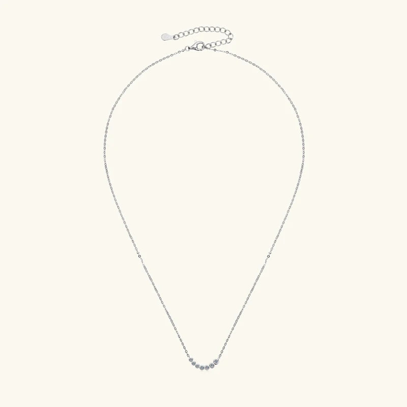 Lnngy One Row Bezel Moissanite Choker Necklace Climber Earring For Women 925 Sterling Silver Stud Earrings Necklaces Jewelry Set