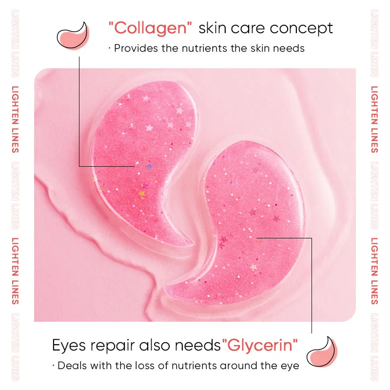 60pcs SADOER Rose Starry Collagen Eye Mask Anti Dark Circles Remove Eyes Bags Moisturizing Firming Eye Patches Eyes Skin Care