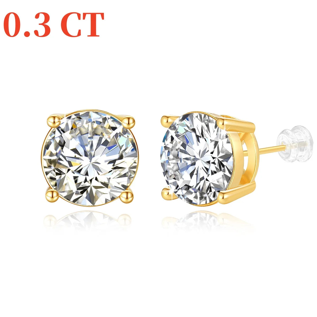 Genuine 18K Gold Moissanite Stud Earrings 2ct Diamond Earrings Classic Trendy for Women Wedding Gifts Fine Jewelry