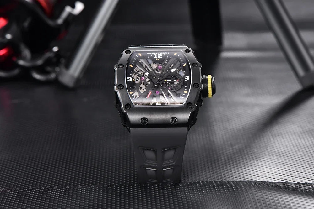 PAGANI DESIGN 2024 Luxury Mens Quartz Watches Barrel Shape Waterproof Wrist Watch For Men VH65 Silicone Luminous Sapphire Mirror