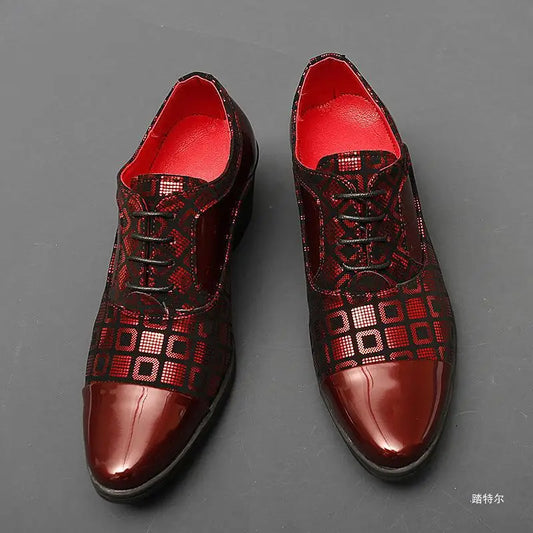 Italian Men Formal Shoes High Heels Pointed Toe Wedding Party Shoe Luxury Shiny Business Work Shoes British Style Leather Shoes