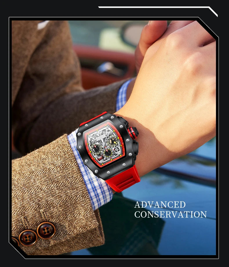 Original Fashion Watch for Men Famous Brand Stainless Steel Tonneau Quartz Clock High Quality Waterproof Timer Relojes Hot Sale