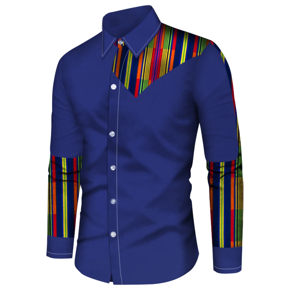 Men's Long Sleeve Shirt Casual Fashion 3D Design Vintage Printed Shirt Men's Flap Collar Shirt Long Sleeve Top