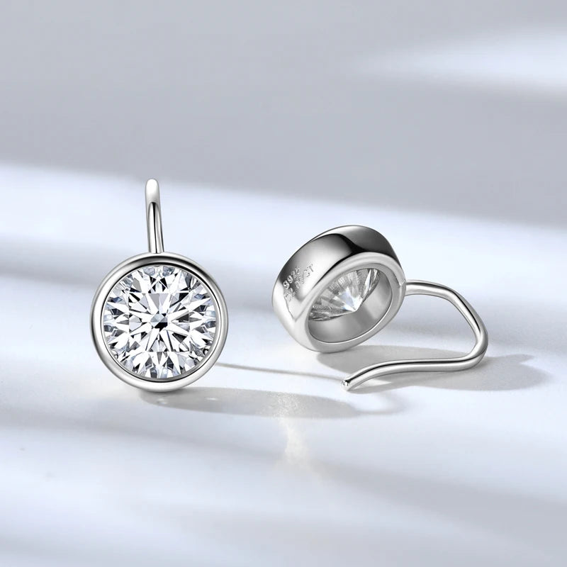 Lnngy Certified 925 Sterling Silver Stud Earring for Women Sparkling Round Cut 8MM 2CT Moissanite Earrings Fashion Jewelry Gift