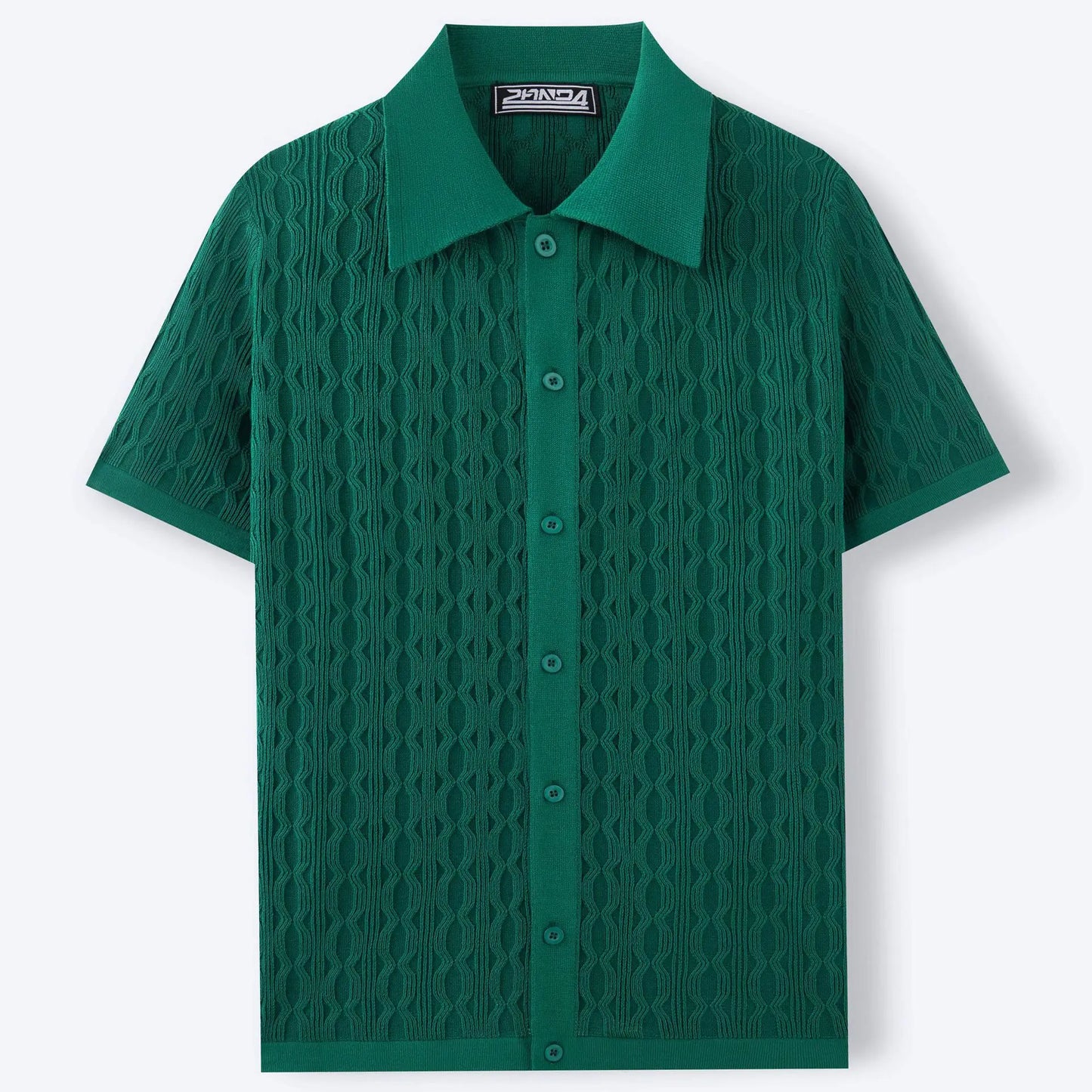 Men Solid Shirt Turn Down Collar Shirt Business Short Sleeve Blouses Knitted Single Breasted Loose Button Summer Cardigan