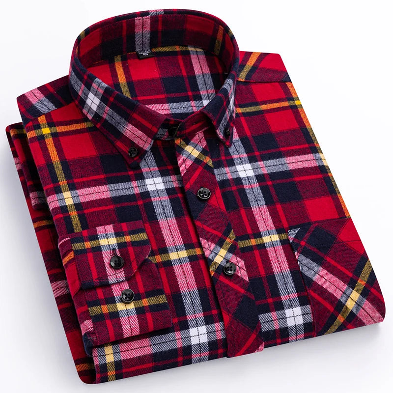 plus size 8XL100%cotton sanding long-sleeve shirts for men slim fit casual plain shirt soft palid tops designer elegant clothes
