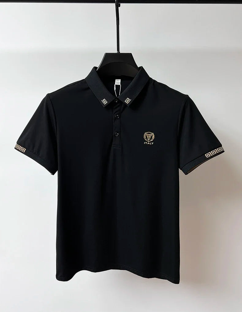 New Men Brand Exquisite Printed Polo Shirt Short Sleeve 2024 Summer Lapel Paul Designer Shirt Casual Ice Silk Breathable T-shirt