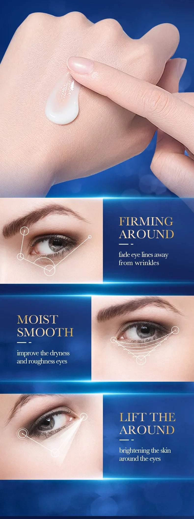 SADOER Caffeine Eye Cream Anti Dark Circles Eyes Bags Remover Firming Moisturizing Eye Creams Beauty Eyes Skin Care Products