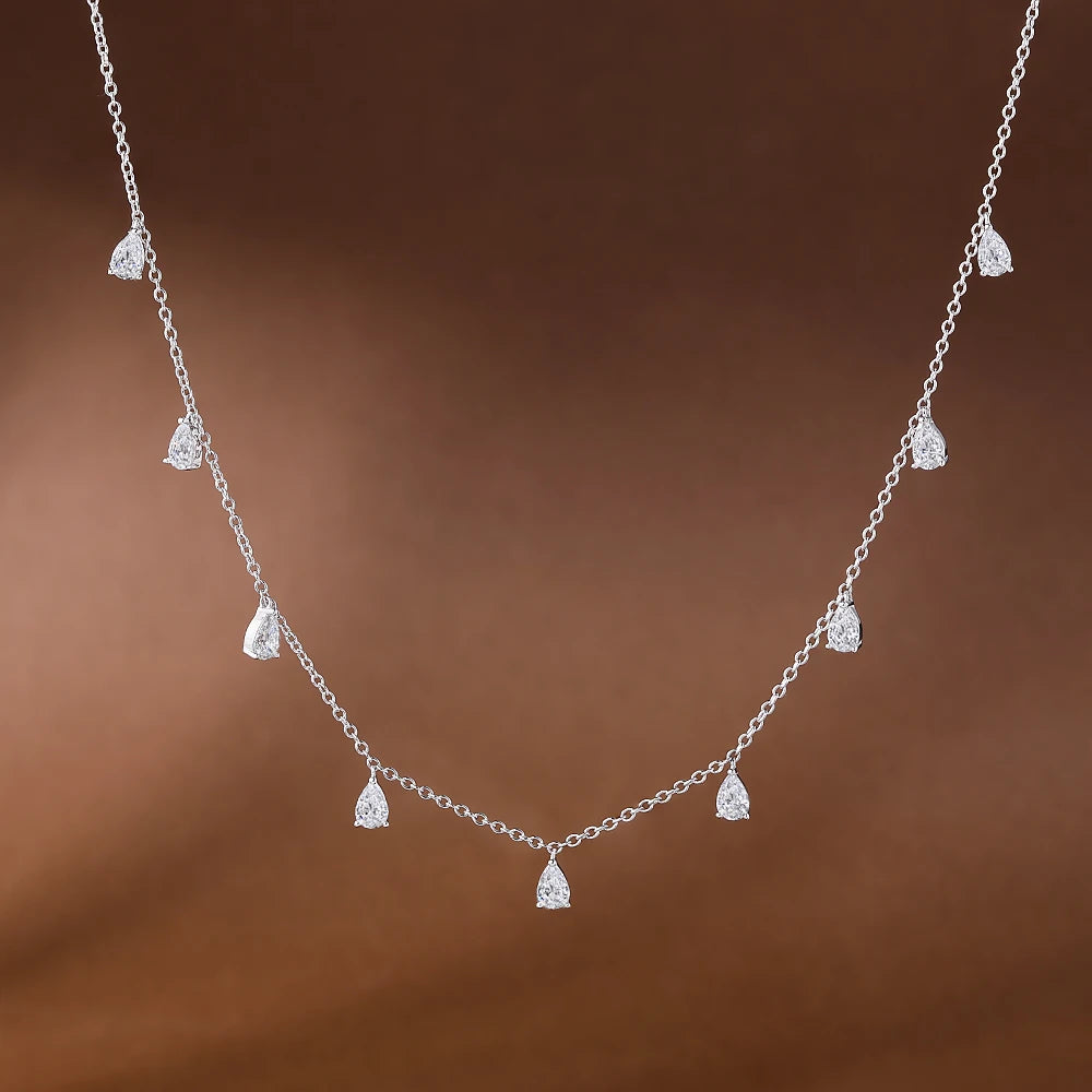 GRA Certified 0.5carat Pear Cut Moissanite Diamond Necklaces for Women 925 Sterling Silver Neck Chain Waterdrop Shape Choker