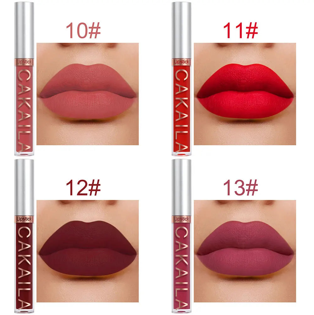 CAKAILA 10pcs/set Nude Lip Gloss Matte Velvet Lipstick Waterproof Long-lasting Liquid Lipstick Women Moist Lip Tint