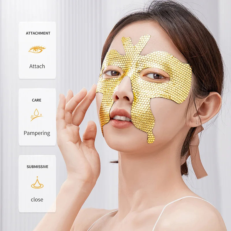 10pcs SADOER Peptide Golden Collagen Eye Mask Moisturizing Firming Smooth Anti Dark Circle Eye Pathes Eyes Masks Skin Care